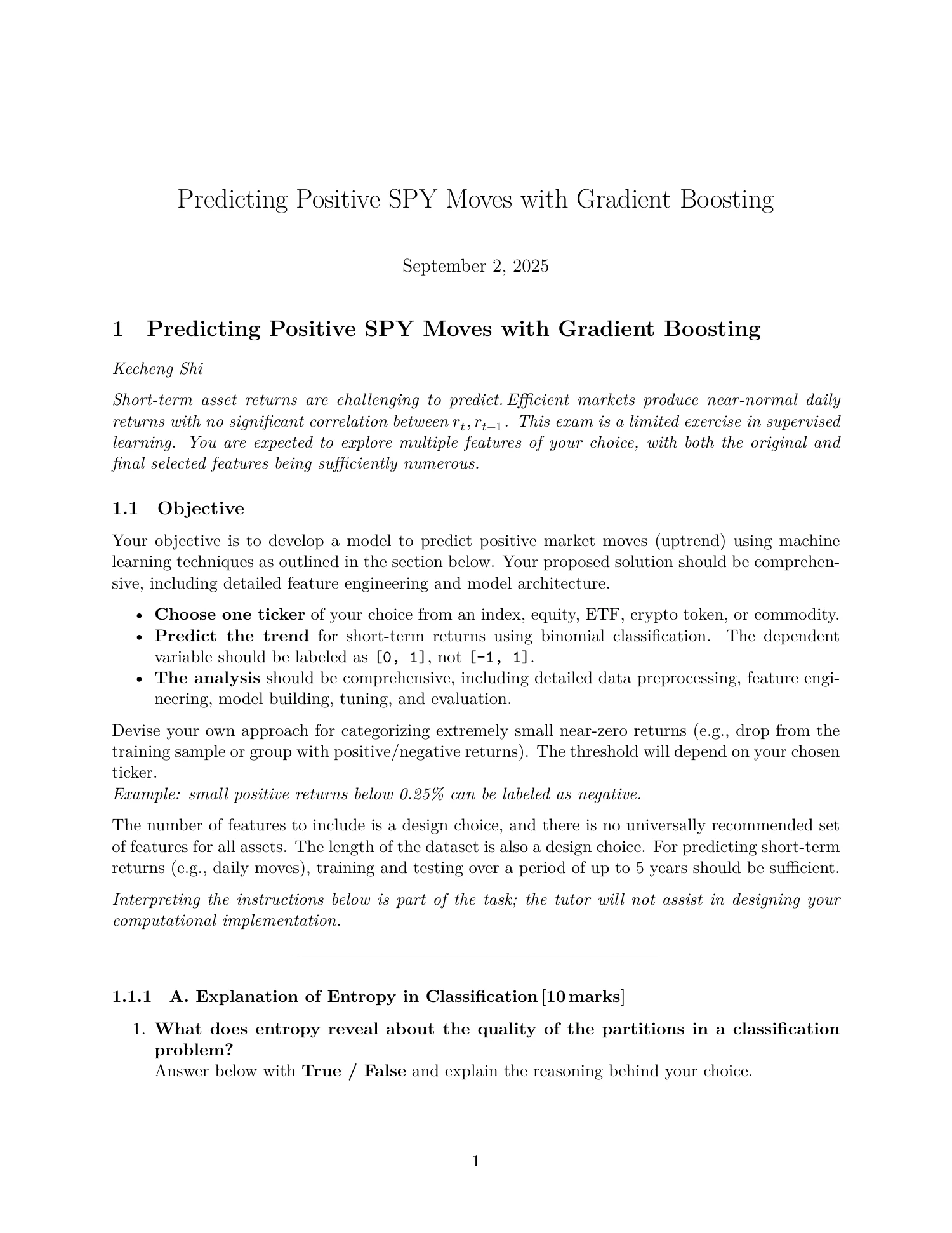 SPY classification study, report page 1 of 20