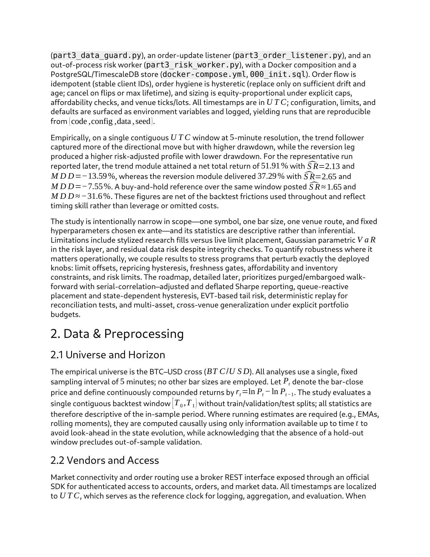 Strategy research & paper trading, report page 2 of 27