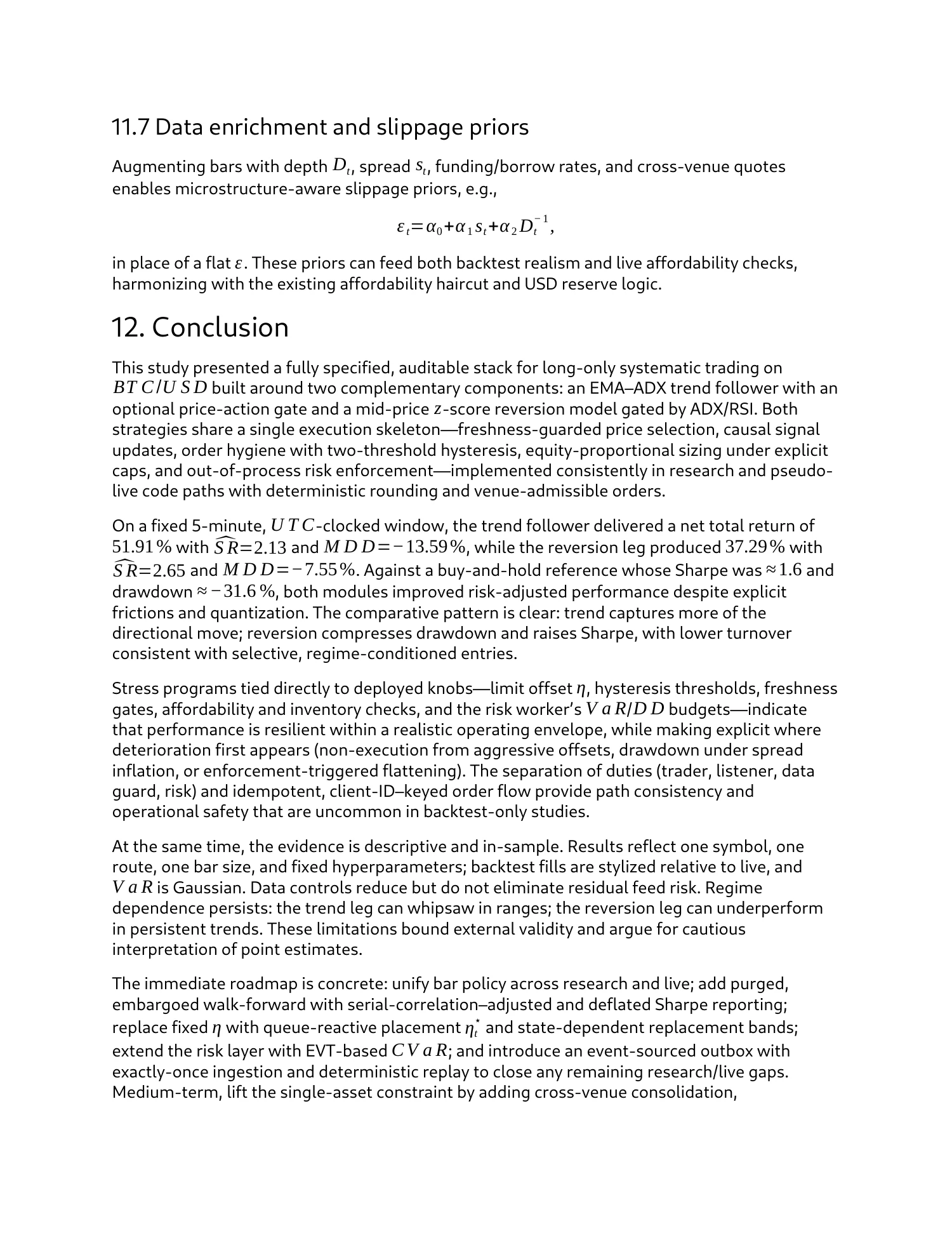 Strategy research & paper trading, report page 22 of 27
