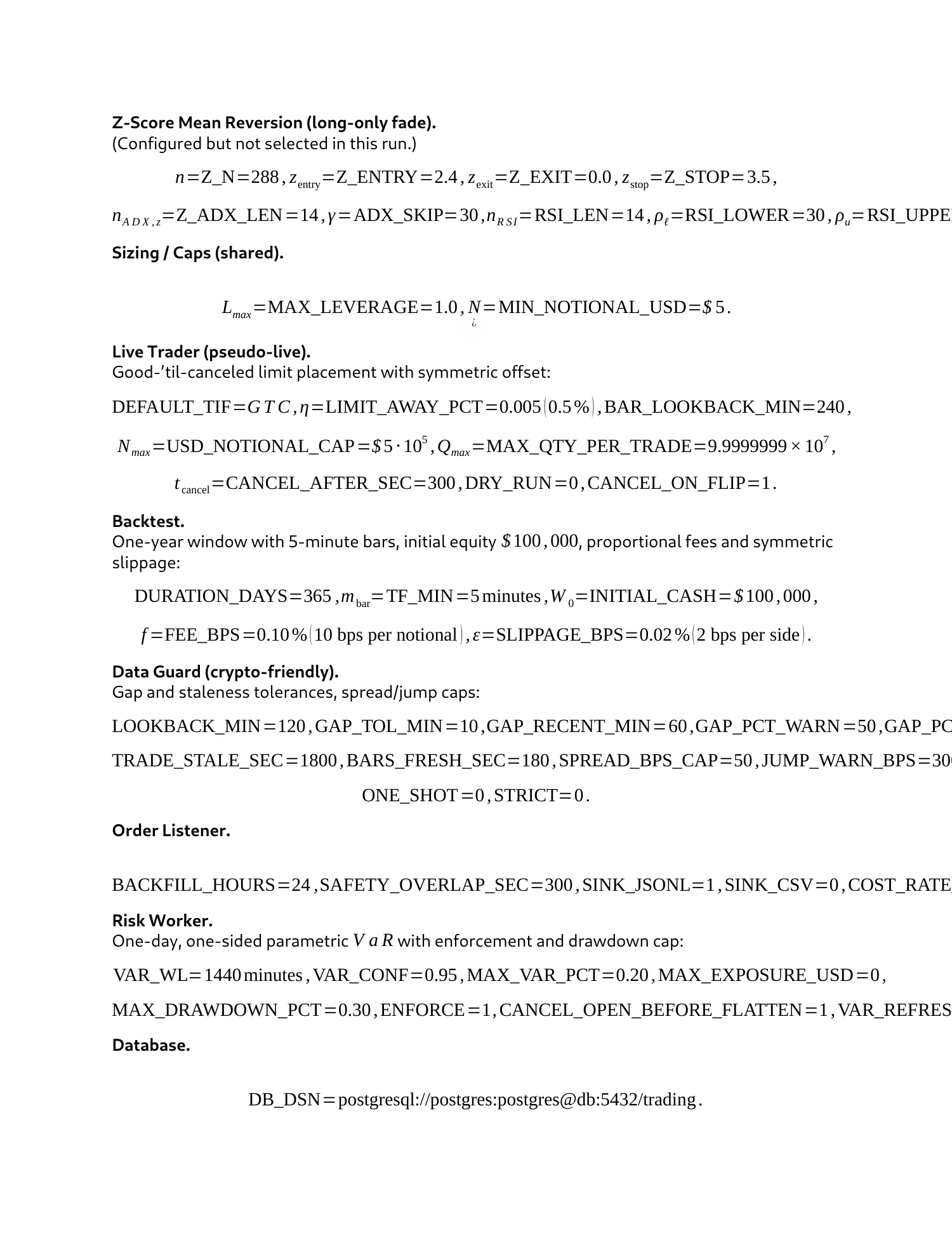 Strategy research & paper trading, report page 25 of 27